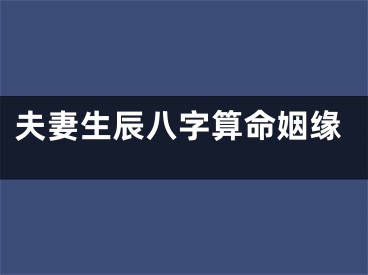 夫妻生辰八字算命姻缘