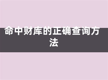 命中财库的正确查询方法