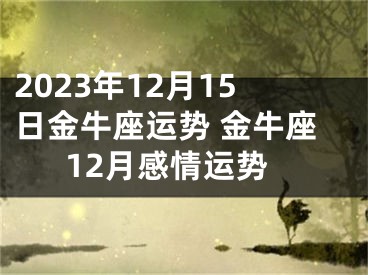 2023年12月15日金牛座运势 金牛座12月感情运势