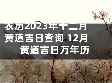 农历2023年十二月黄道吉日查询 12月黄道吉日万年历