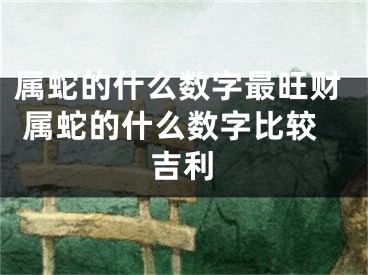 属蛇的什么数字最旺财 属蛇的什么数字比较吉利