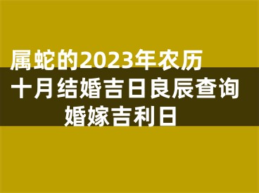 属蛇的2023年农历十月结婚吉日良辰查询 婚嫁吉利日