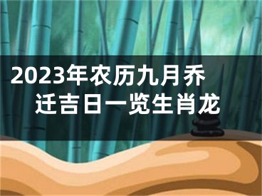 2023年农历九月乔迁吉日一览生肖龙