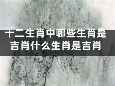 十二生肖中哪些生肖是吉肖什么生肖是吉肖