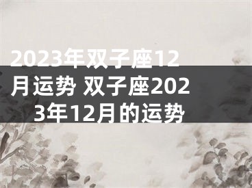 2023年双子座12月运势 双子座2023年12月的运势