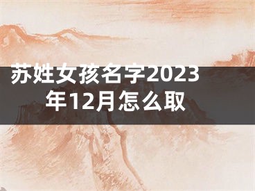 苏姓女孩名字2023年12月怎么取
