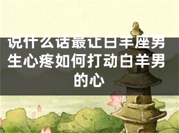 说什么话最让白羊座男生心疼如何打动白羊男的心