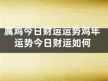属鸡今日财运运势鸡年运势今日财运如何
