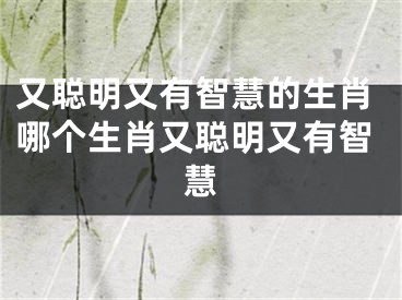 又聪明又有智慧的生肖哪个生肖又聪明又有智慧