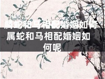 属蛇和马相配婚姻如何 属蛇和马相配婚姻如何呢