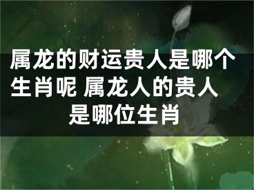 属龙的财运贵人是哪个生肖呢 属龙人的贵人是哪位生肖