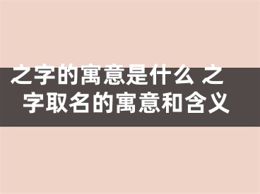 之字的寓意是什么 之字取名的寓意和含义