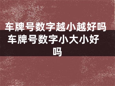 车牌号数字越小越好吗 车牌号数字小大小好吗