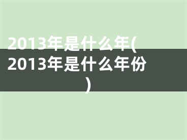 2013年是什么年(2013年是什么年份)